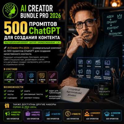500 промптов ChatGPT для создания контента — AI Creator Bundle Pro 2026