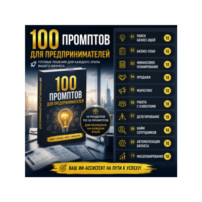 100 промптов ChatGPT для предпринимателей — AI Entrepreneur Pro 2026: идеи, проекты
