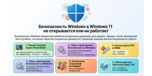 Безопасность Windows в Windows 11 не открывается или не работает